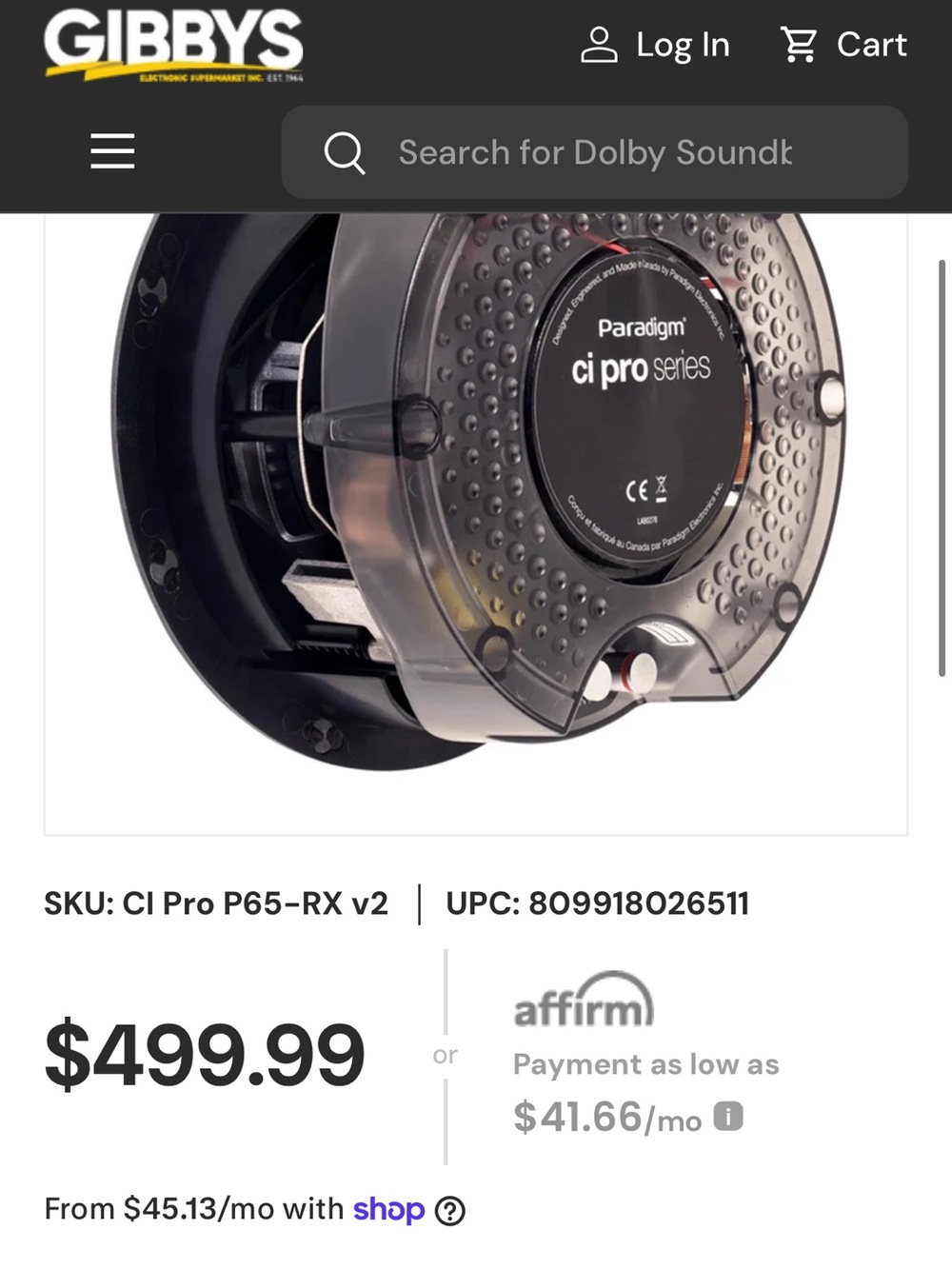 NEW! Set of 2 Paradigm CI Pro P65-RX v2 6.5" Round Marine In-Ceiling Speaker